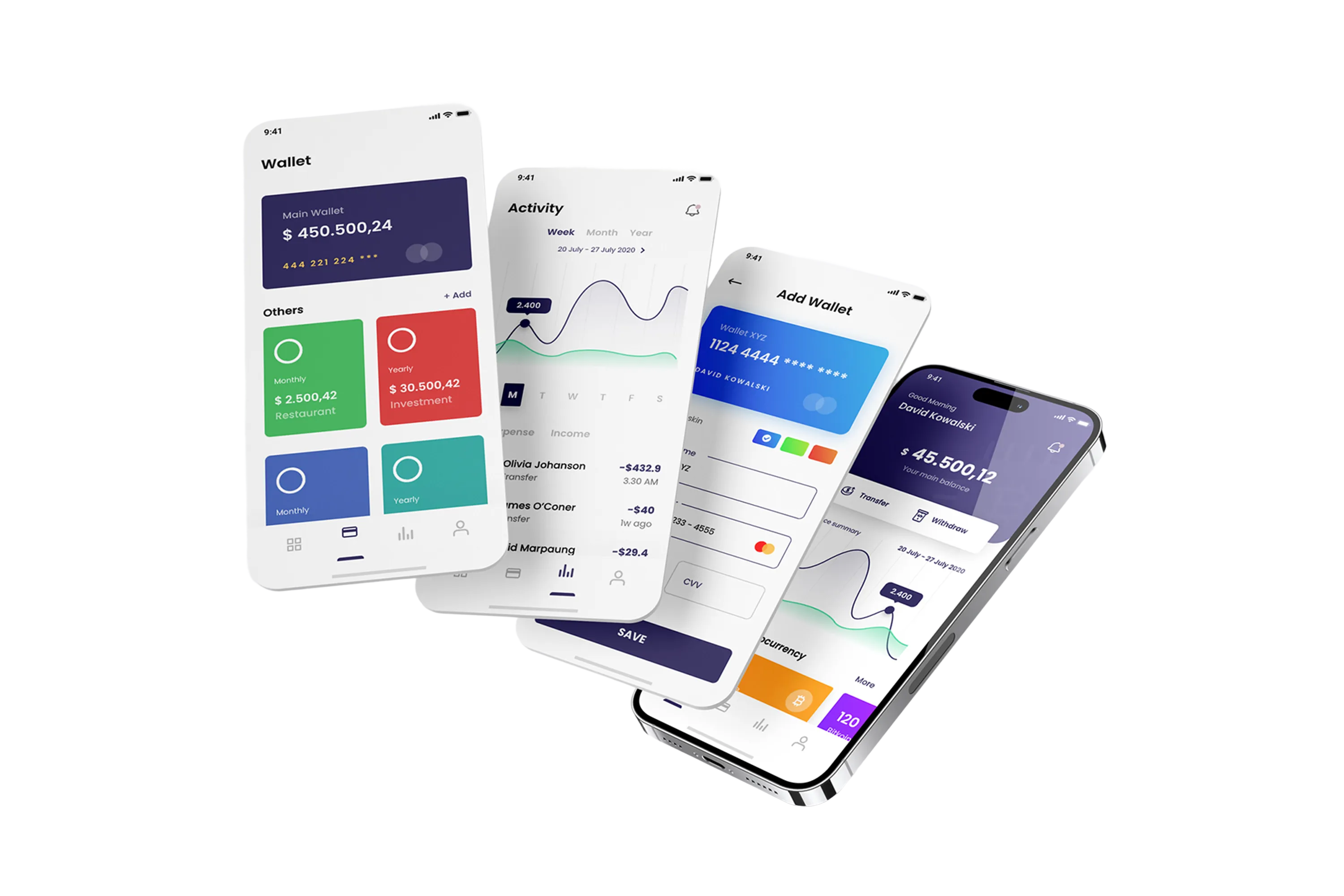 Mobile app screens from Daiyra 360 portfolio projects