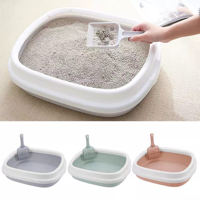 Saas Cat Litter Box +Border+Scoop (48*40*14Cm)