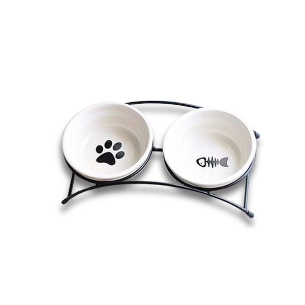 Saas Double Pet Ceramic Food Bowl With Stand