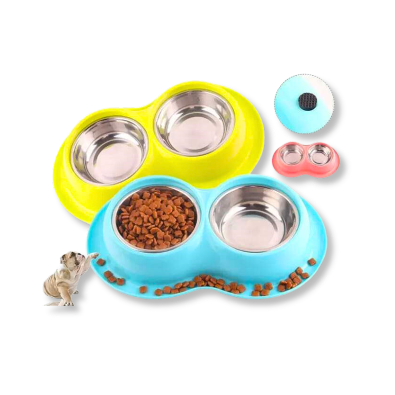 Saas Dual Pets Bowls With Steel  30X18.5X6Cm 1911